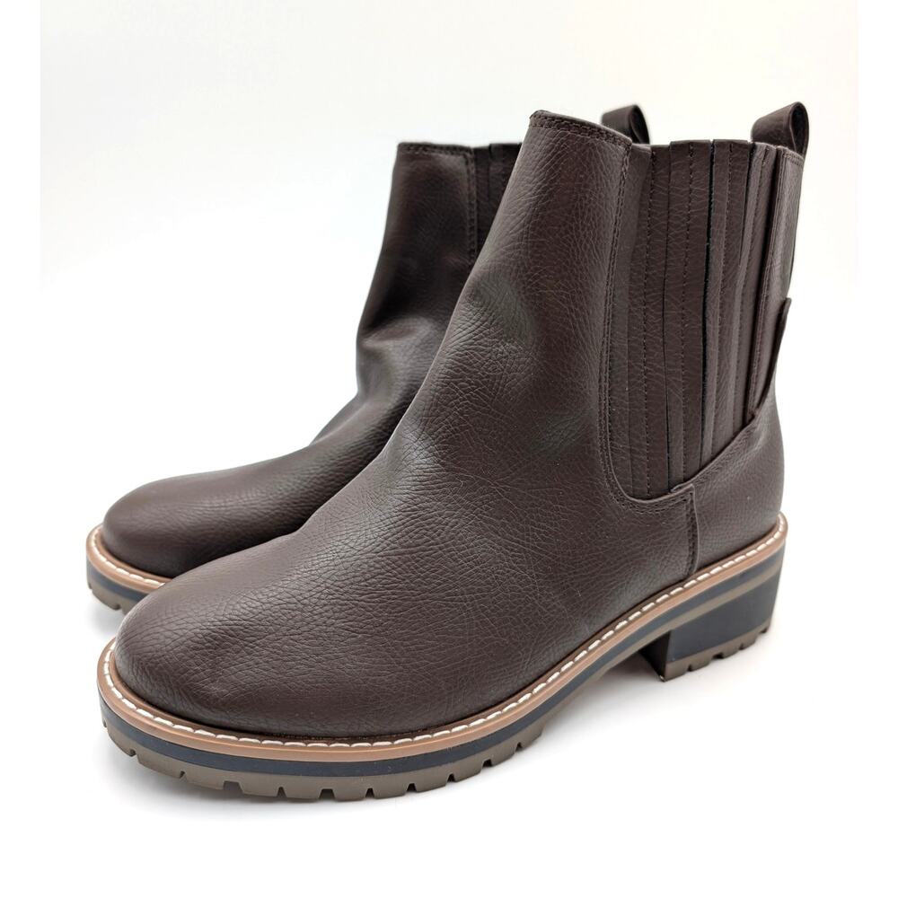 Kensie Koda Lug Sole Chelsea Ankle Boot Women's Dark Brown Size US7M EU37.5